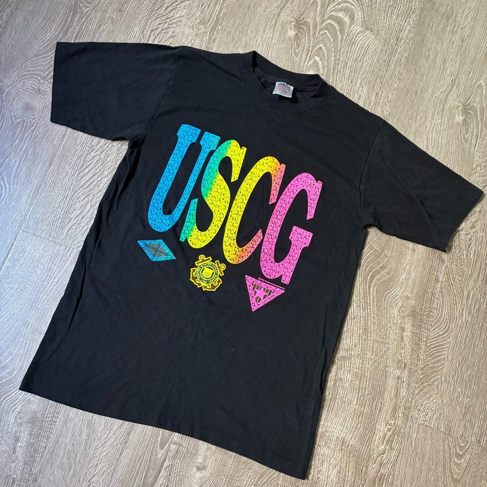 Vintage 1990 USCG T-Shirt Oneita Made in USA Size Large